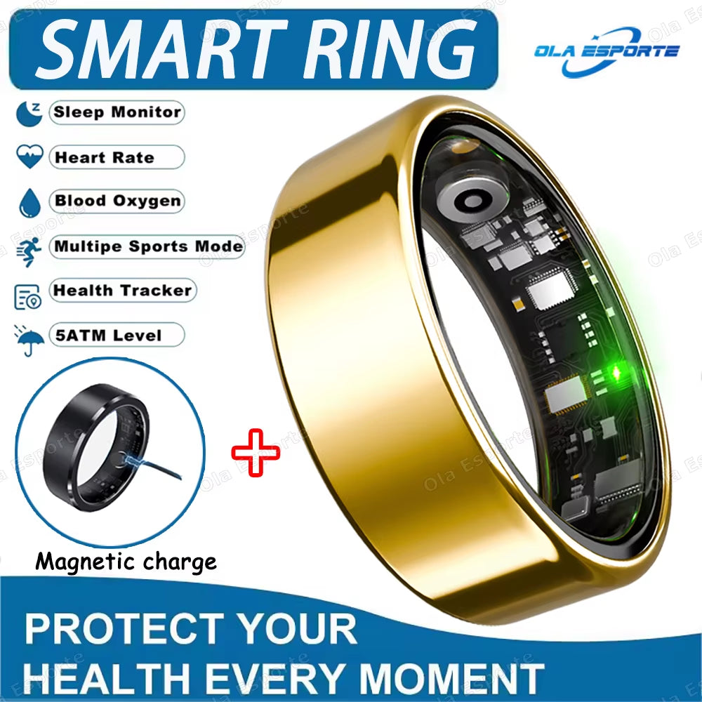 2025 New Smart Ring Heart Rate Blood Pressure Sleep Monitoring Motion Tracking IP68 Waterproof Men Women Smart Ring Holiday Gift