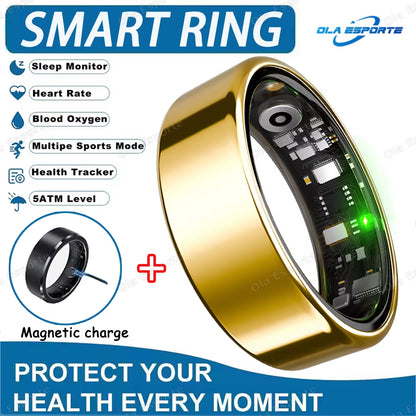 2025 New Smart Ring Heart Rate Blood Pressure Sleep Monitoring Motion Tracking IP68 Waterproof Men Women Smart Ring Holiday Gift