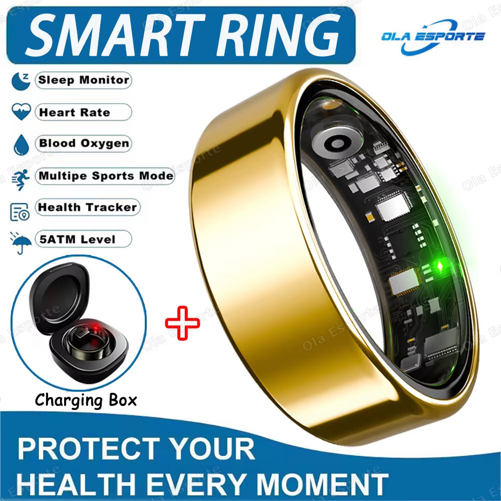 2025 New Smart Ring Heart Rate Blood Pressure Sleep Monitoring Motion Tracking IP68 Waterproof Men Women Smart Ring Holiday Gift