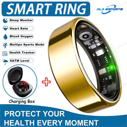 2025 New Smart Ring Heart Rate Blood Pressure Sleep Monitoring Motion Tracking IP68 Waterproof Men Women Smart Ring Holiday Gift