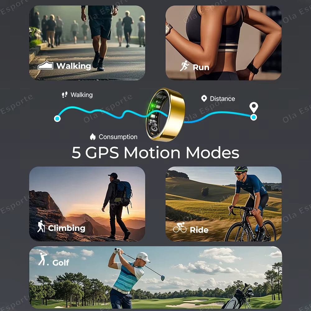 2025 New Smart Ring Heart Rate Blood Pressure Sleep Monitoring Motion Tracking IP68 Waterproof Men Women Smart Ring Holiday Gift