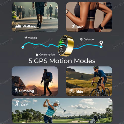 2025 New Smart Ring Heart Rate Blood Pressure Sleep Monitoring Motion Tracking IP68 Waterproof Men Women Smart Ring Holiday Gift