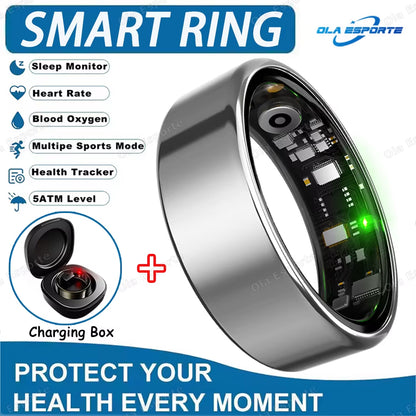 2025 New Smart Ring Heart Rate Blood Pressure Sleep Monitoring Motion Tracking IP68 Waterproof Men Women Smart Ring Holiday Gift